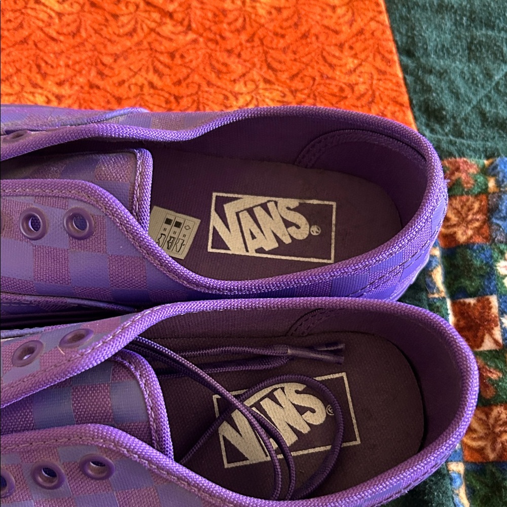 Vans Purple Checkerboard Slip-On Style Sneakers - Picture 2 of 7